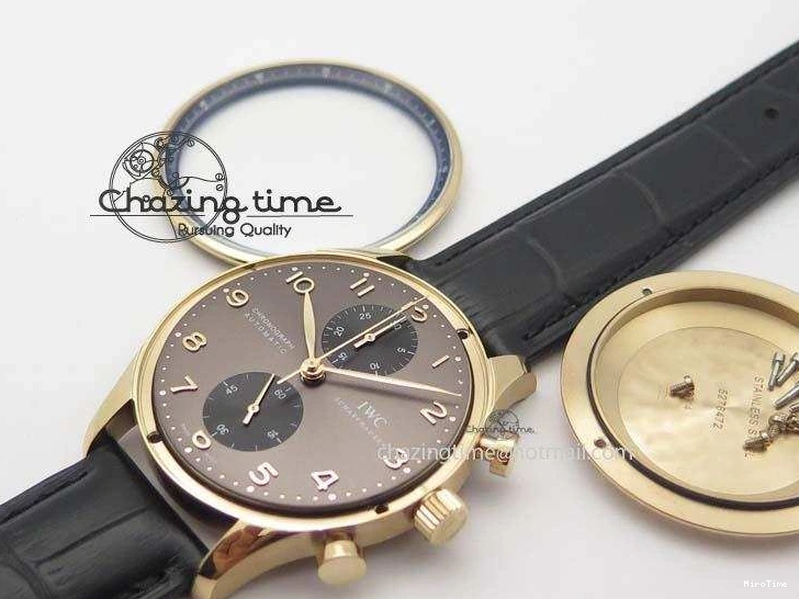 MIROTIME 0325 Classic Portuguese IW371482 ZF 1:1 Best Edition RG Gray Dial Gold Markers On Black Leather Strap A 7265